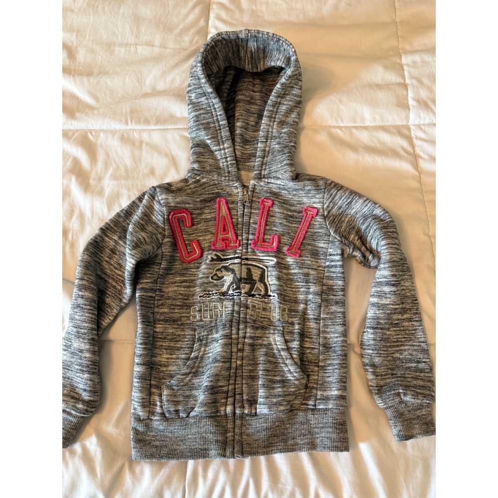 Reflex Kids Gray White Striped Fleece Hoodie Pullover KJ281X Size 4
